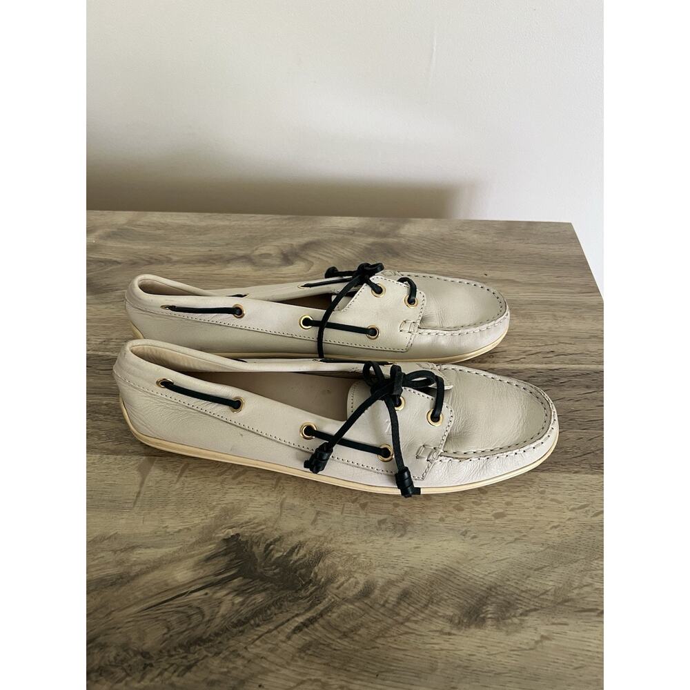 Tod’s ivory Leather loafers women Boat Shoe Flats Size 40 - Picture 6 of 11